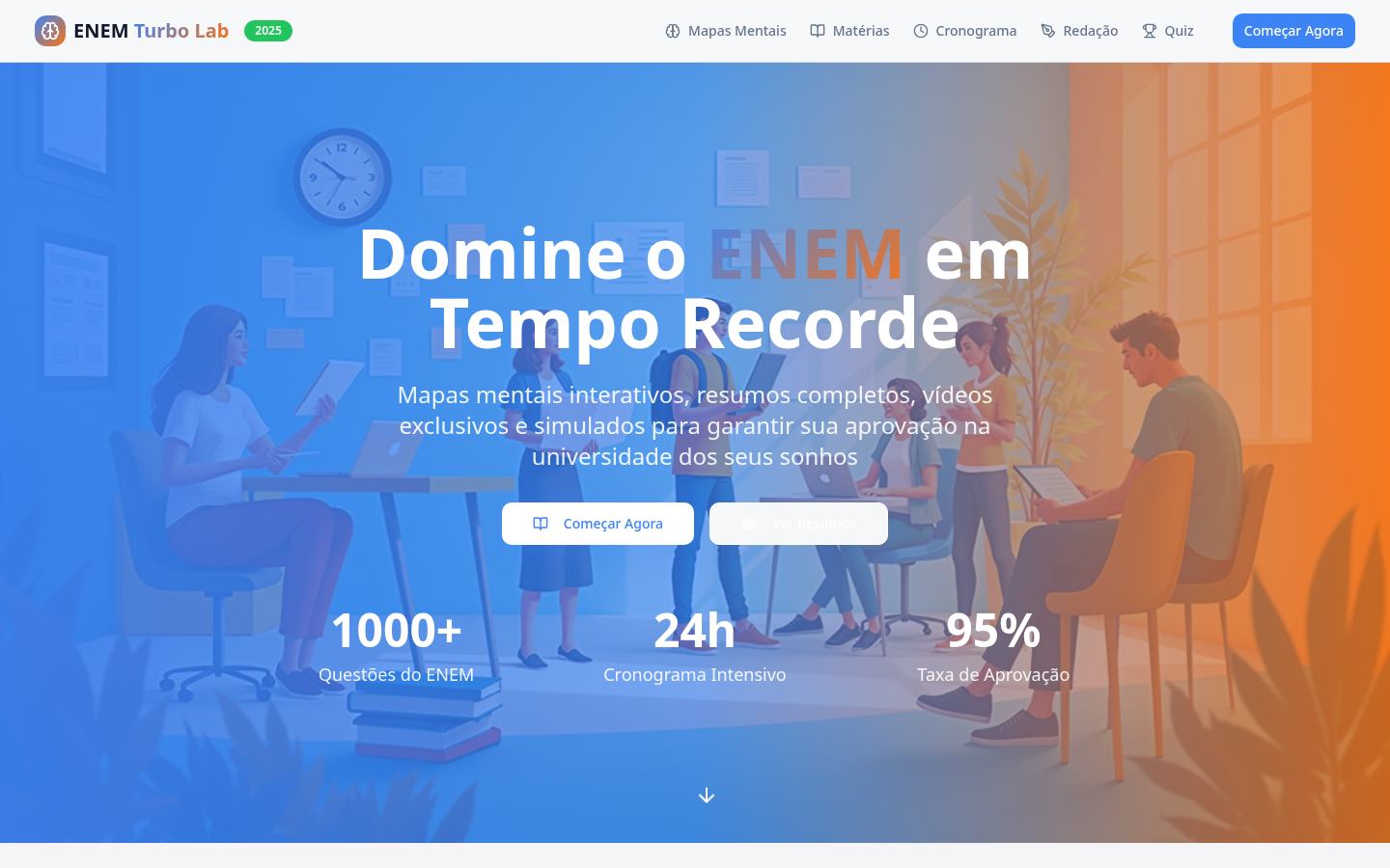 Captura de tela do projeto Turbo ENEM